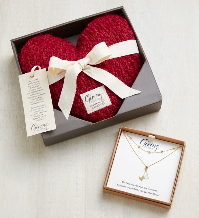 The Giving Heart Pillow and Necklace